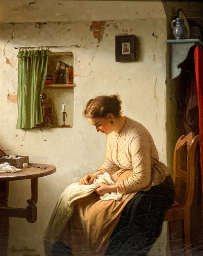 Image for Lot Johann Georg Meyer von Bremen - Untitled (Woman Sewing)