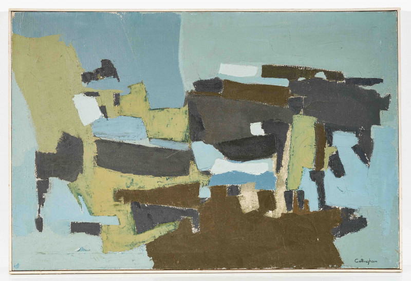 Gail Cottingham - Untitled (Brown and Green on Blue)