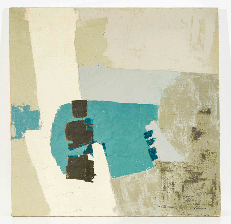 Gail Cottingham - Untitled (Blue and Black on Gray)