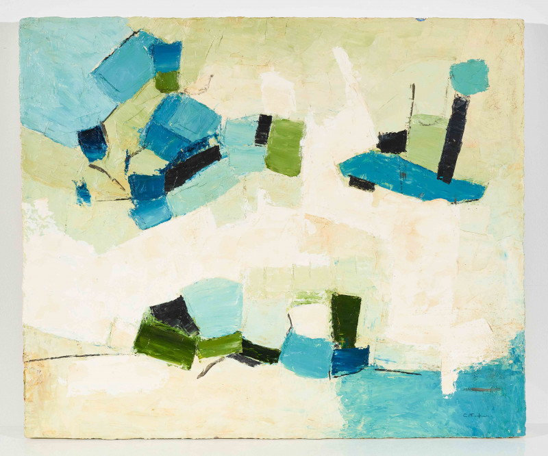 Gail Cottingham - Untitled (Blue and White on Green)