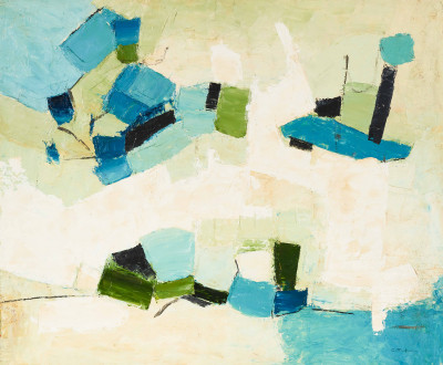 Image for Lot Gail Cottingham - Untitled (Blue and White on Green)