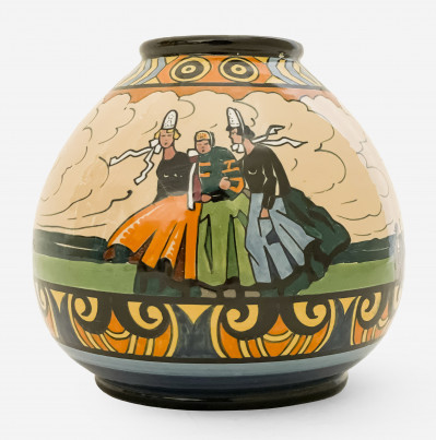 Image for Lot Jim E. Sévellec for Henriot Quimper - Polychrome Earthenware Vase