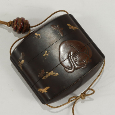 Japanese Inro & Pottery Covered Round Box