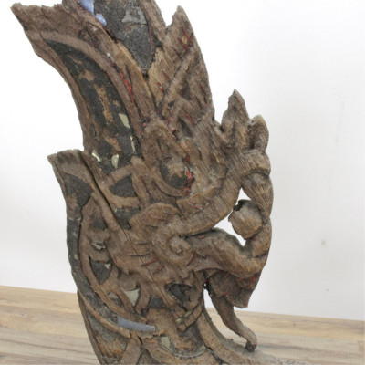 Five Thai Carved Wooden Roof Finials
