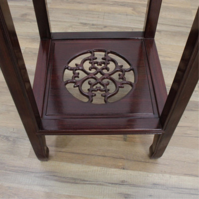 Large Carved Rosewood Guanyin And Table Stand