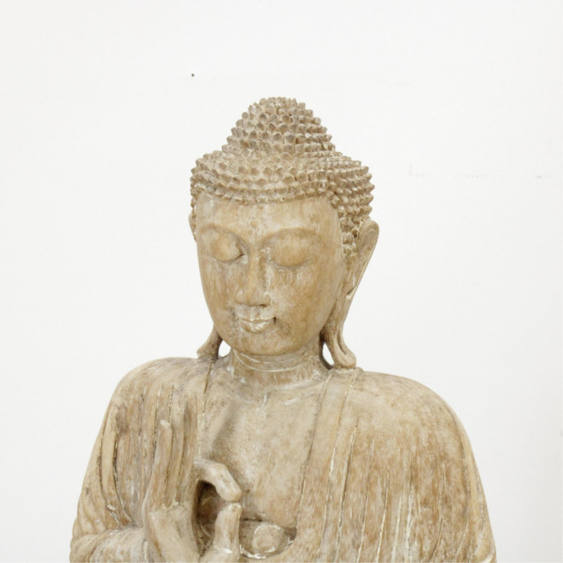 Carved Wood Seated Buddha