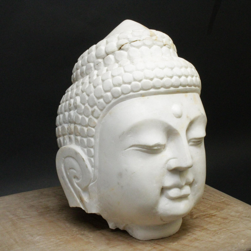 Carved Stone Buddah Head on Stand