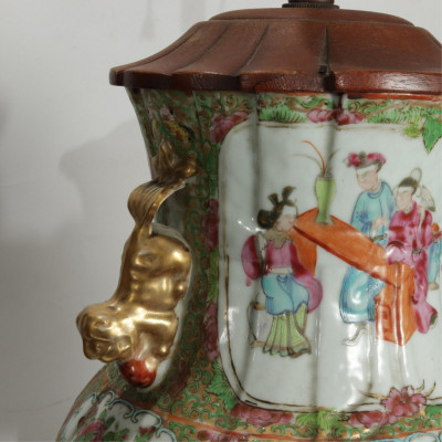 Three Chinese Lamps; Famille Rose Porcelain