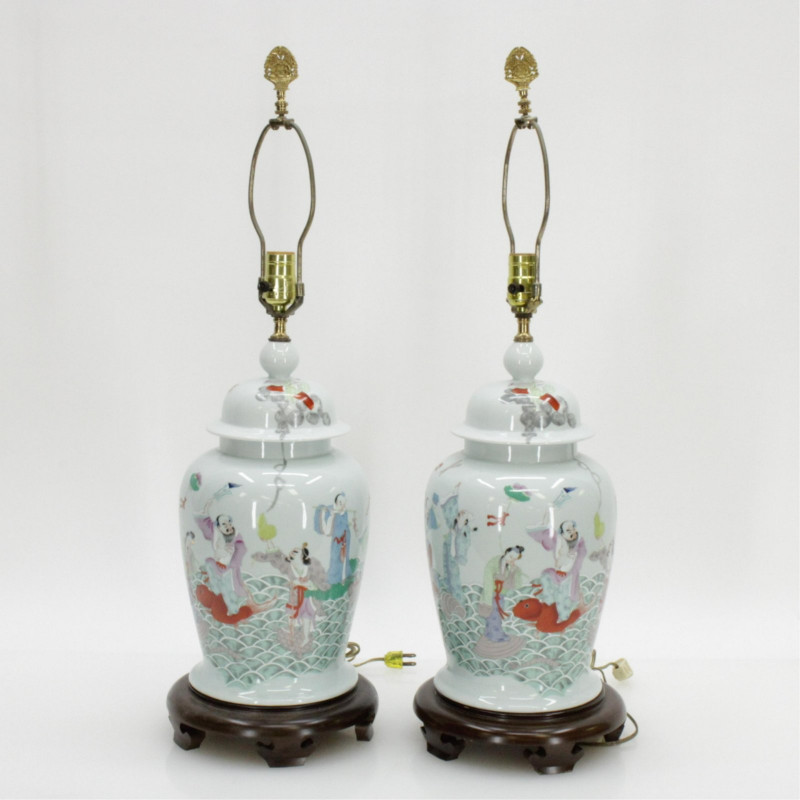 Pair Modern Chinese Porcelain Lamps