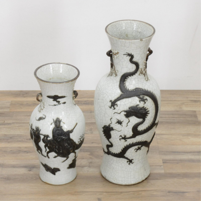 Two Chinese Dragon Vases