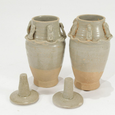 Four Small Chinese Funerary Jars