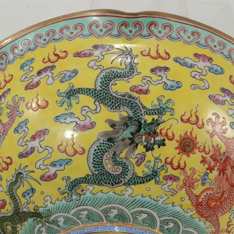 Chinese Eggshell Porcelain Dragon Bowl