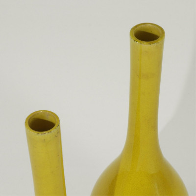 Two Chinese Yellow Glazed Bottle Vases