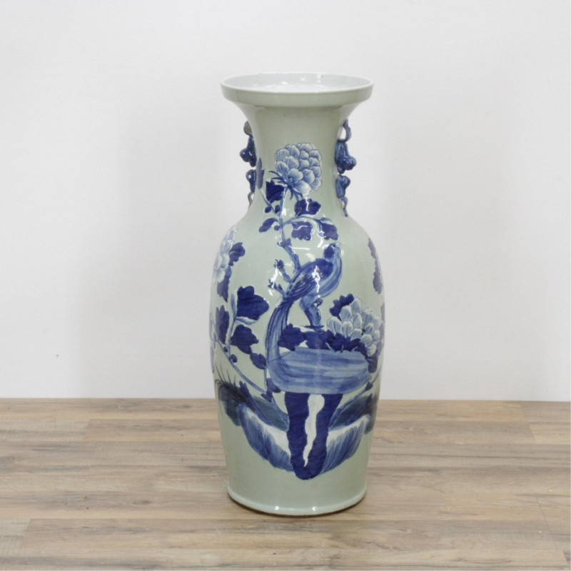 Large Chinese Blue And White Celadon Vase