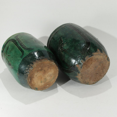 Two Asian Greenglazed Jars