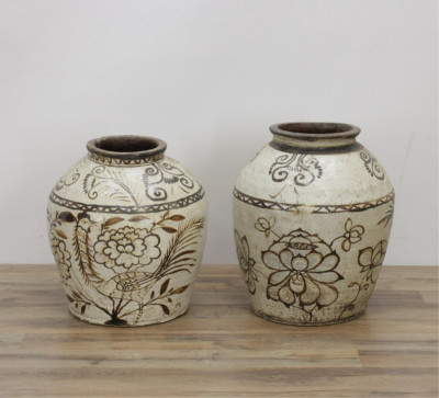 Image for Lot Large Pair Chinese Cizhou Style Wine Jars