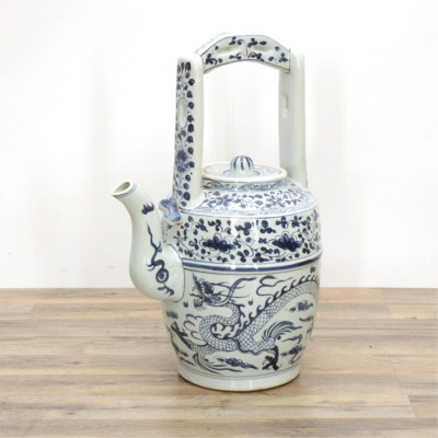 Image for Lot Large Chinese Blue And White Lidded Teapot