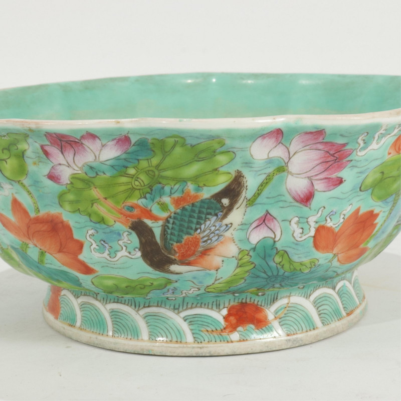 Two Chinese Famille Vert Pedestal Bowls