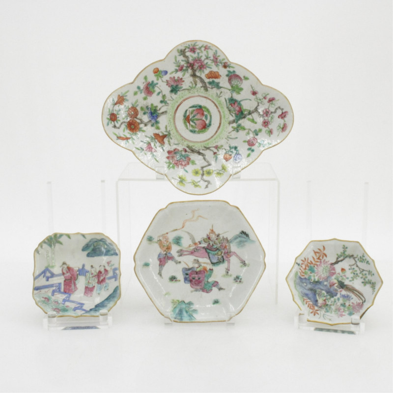 Group of 4 Chinese Famille Rose Footed Dishes