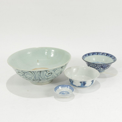Image for Lot Group of Chinese Blue & White Porcelain Bowls