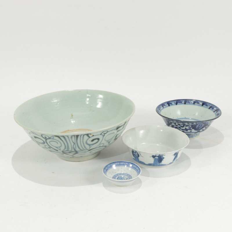 Group of Chinese Blue & White Porcelain Bowls