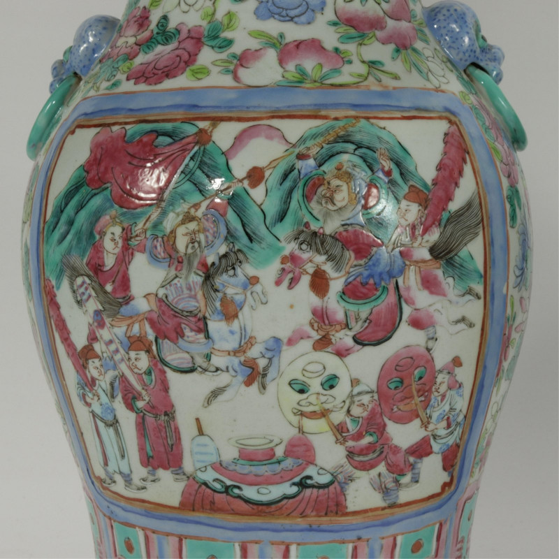 Pair Of Canton Porcelain Vases
