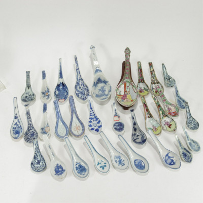 Image for Lot Collection of 27 Blue & White Chinese Spoons