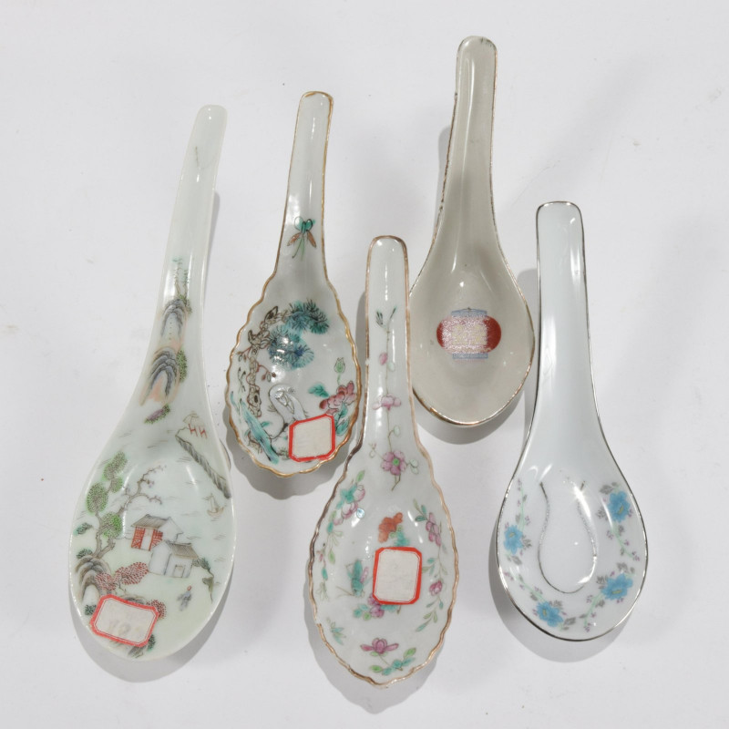 Large Collection Of 52 Porcelain Chinese Spoons