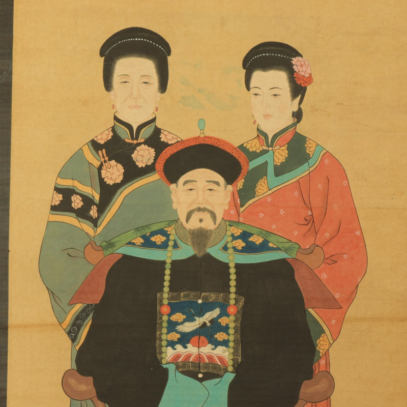 Large Chinese Ancestral Waterpaint On Paper