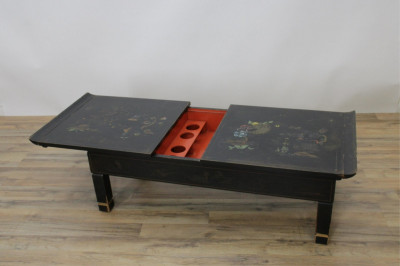 Chinoiserie Decorated Black Painted Coffee Table