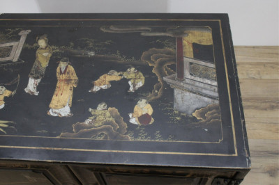 20C Japanese Lacquered Two Door Chest On Stand