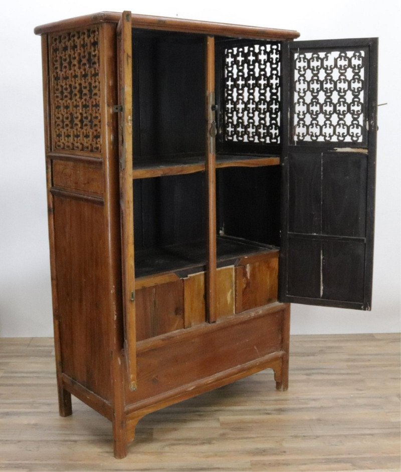 Chinese Fruitwood and Elm Cabinet