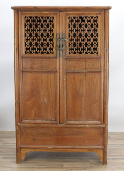 Image for Lot Chinese Fruitwood and Elm Cabinet