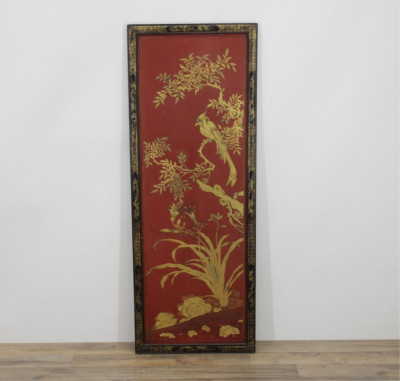 Image for Lot 19th C. Asian Paint Decorated Wooden Panel