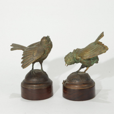 Image for Lot F. Paurturt, 2 Bronze Birds on stands