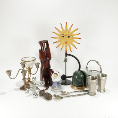 Image for Lot Antiquers Lot of Metal Silver Glass Marble Objects