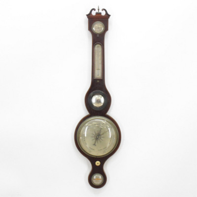 Regency Style Inlaid Mahogany Barometer, 19th C.