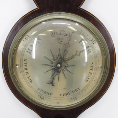 Regency Style Inlaid Mahogany Barometer, 19th C.