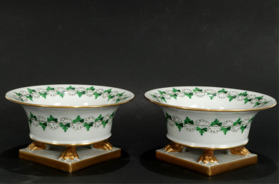 Image for Lot Pair Herend Porcelain Footed Bowls