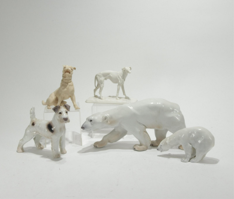 Group of Porcelain Dogs & Polar Bears