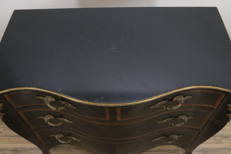 Louis XV Style Parcel Gilt Black Painted Commode