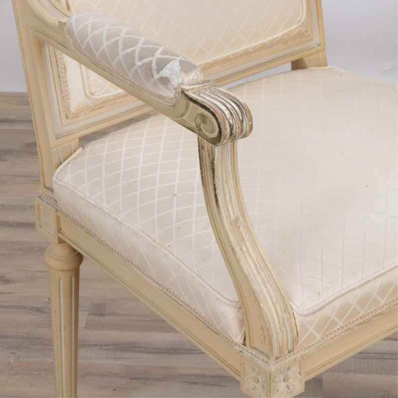 Louis XVI Style Cream Painted Fauteuil