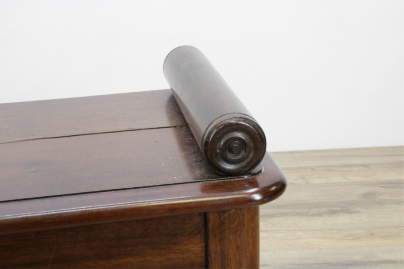 Neoclassical Style Bolstered Top Wood Bench