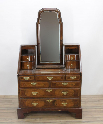 Image for Lot George II Style Inlaid Walnut Dressing Chest