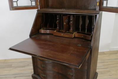 George II Style Slant Front Bureau Bookcase