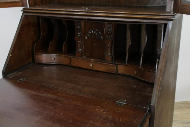 George II Style Slant Front Bureau Bookcase