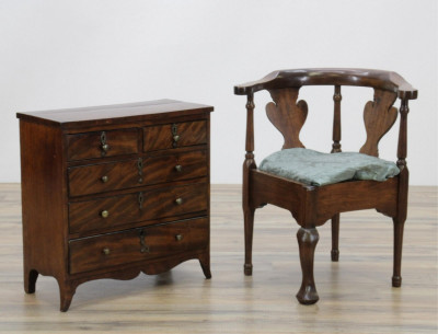 Image for Lot Miniature Georgian Chest; Childs Corner Chair