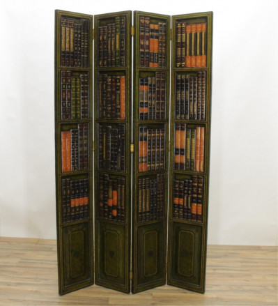 Georgian Style Book Spine 4-Panel Screen