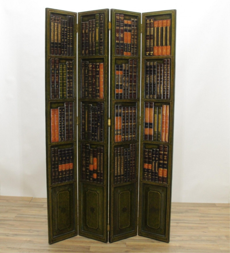 Georgian Style Book Spine 4-Panel Screen