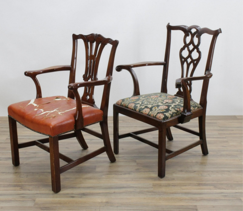 Two 19/20C Chippendale Style Armchairs